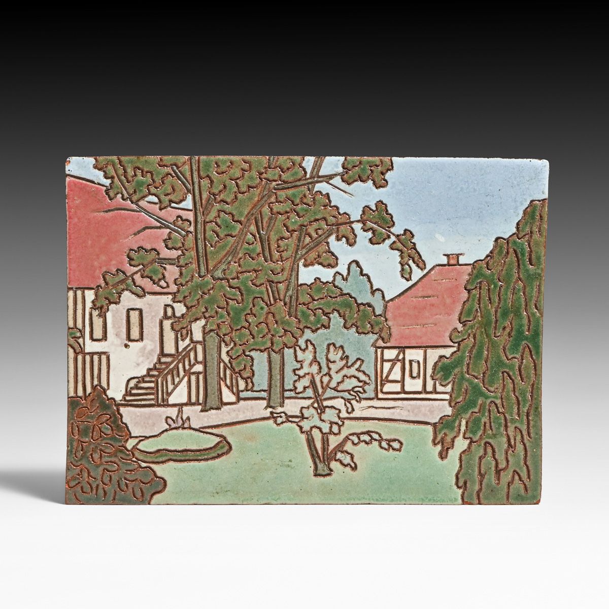 Byrdcliffe Hand-Carved Scenic Tile 1906