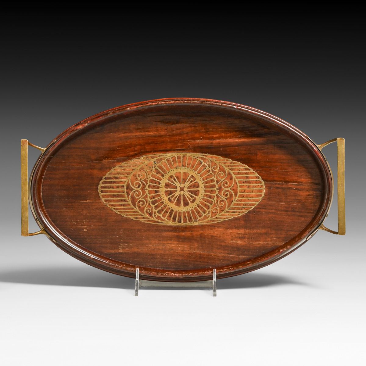 Erhard & Sohne – German Arts & Crafts Mahogany & Brass Two-Handled Tray c1905