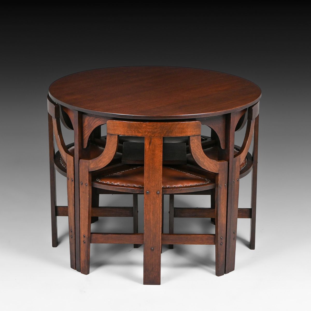 Grand Rapids Oak Game Table & Chairs c1910