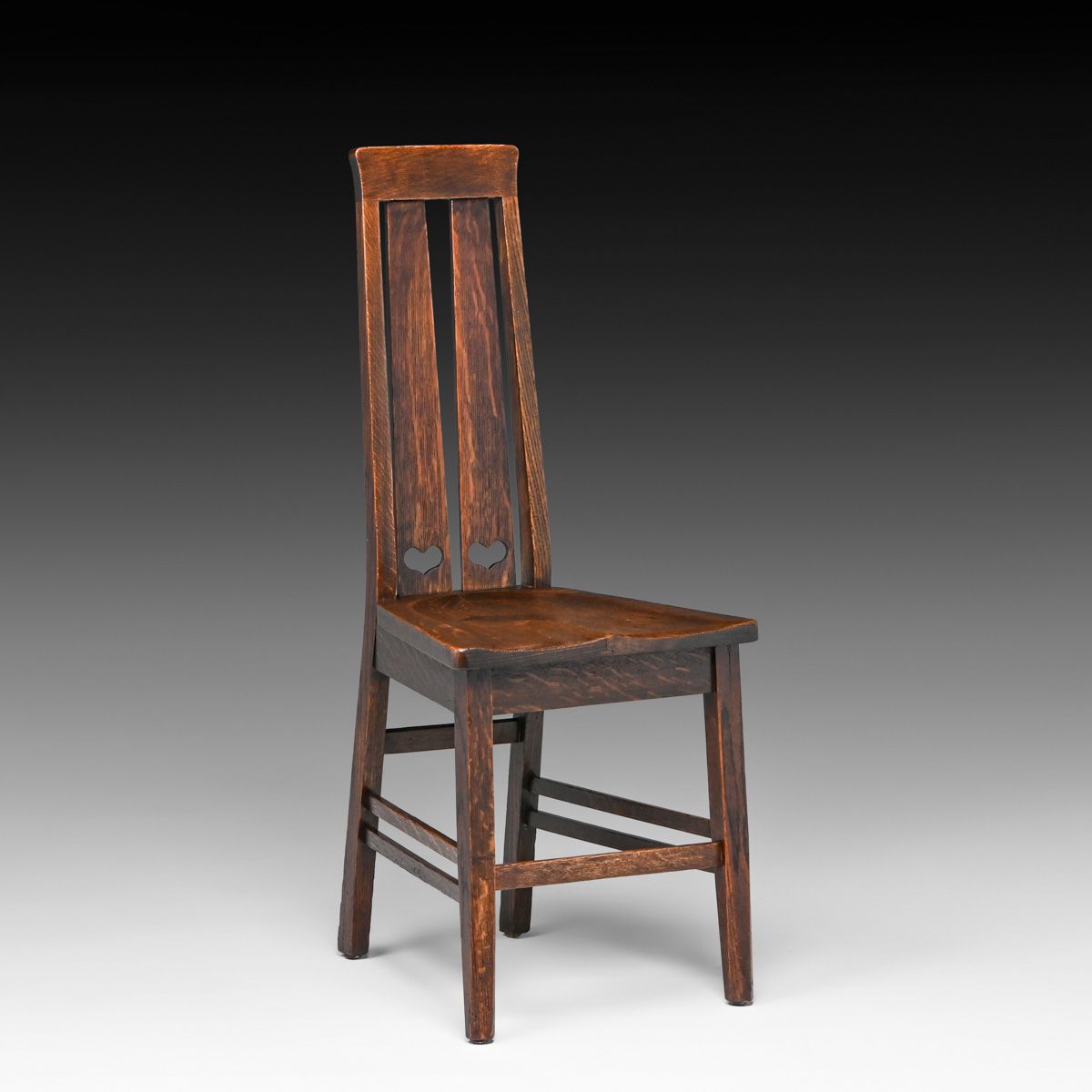 Early Stickley Brothers Double Heart Cutout Side Chair c1905