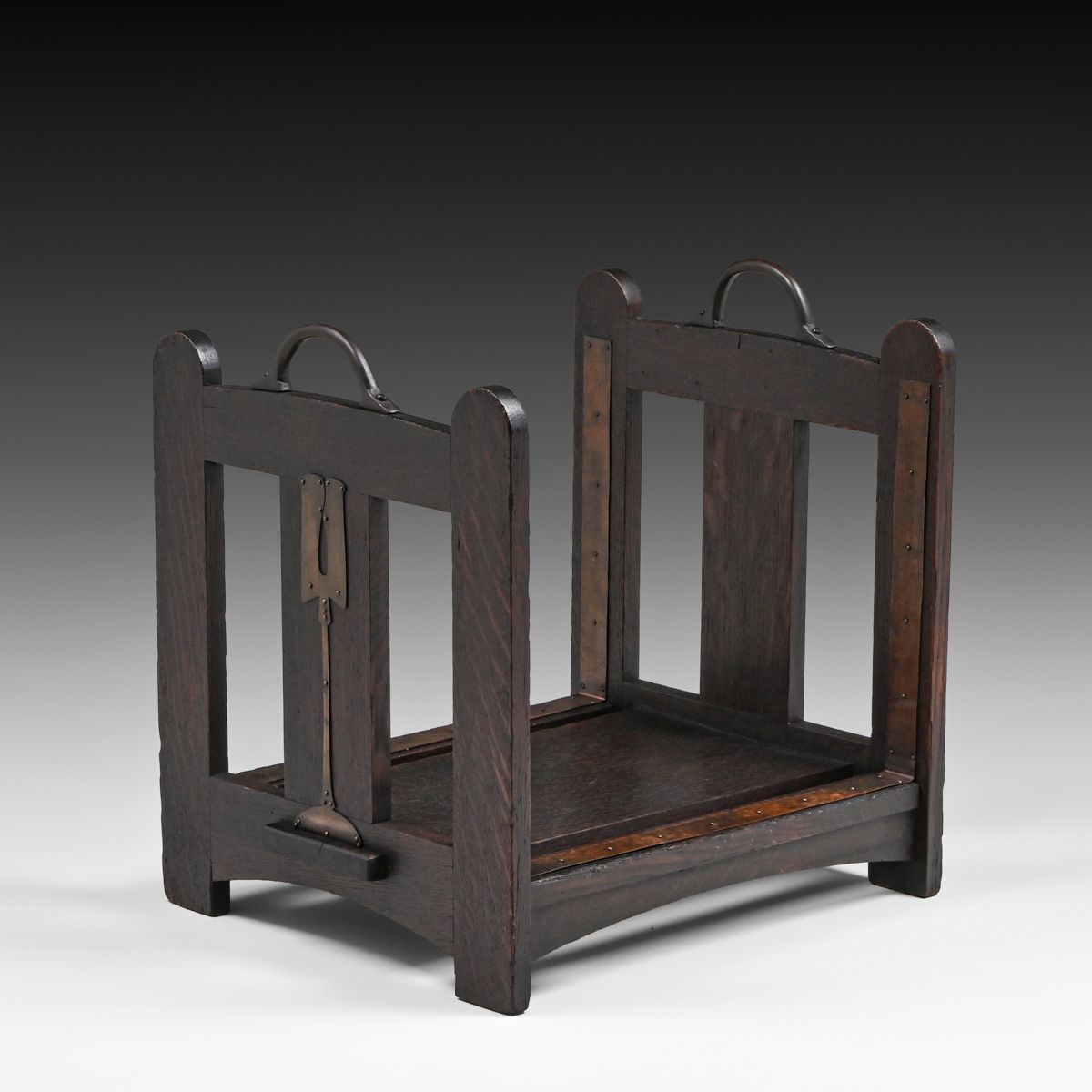 Early Stickley Brothers Oak & Copper Log Holder c1901