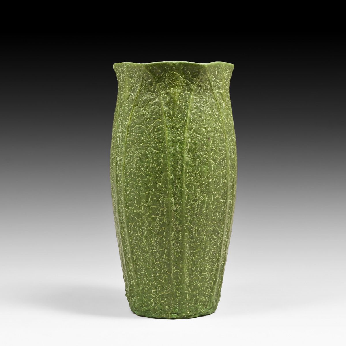 Grueby Pottery Leaves & Buds Cucumber Matte Green Vase c1905