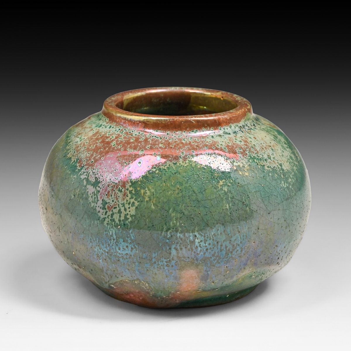 Pewabic Pottery Iridescent Squat Vase c1920s