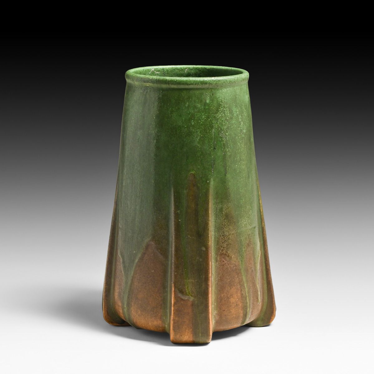 Minneapolis Handicraft Guild Matte Green Buttress Vase 1904-1918