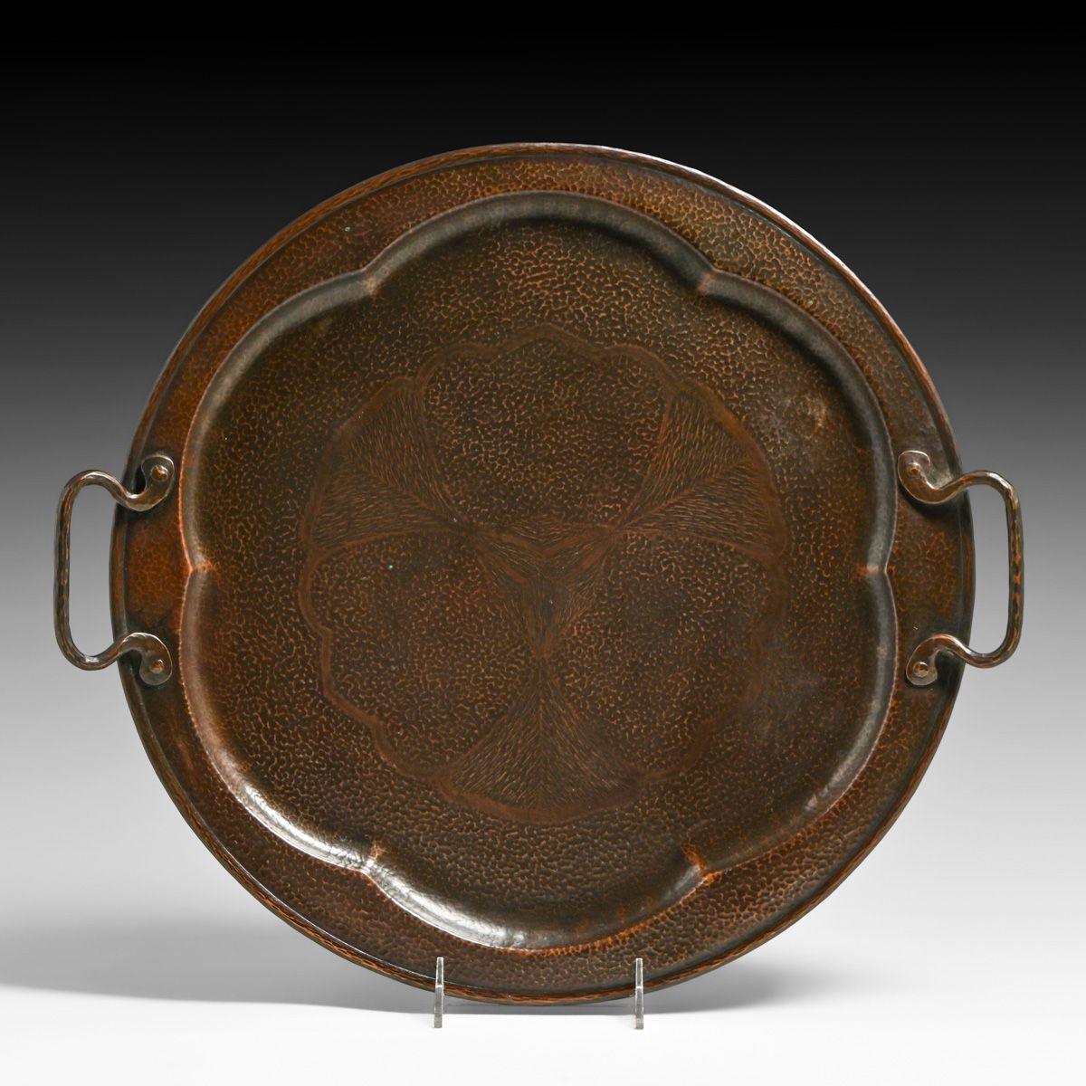 Fred Brosi - San Francisco Hammered Copper Two-Handled Tray c1915