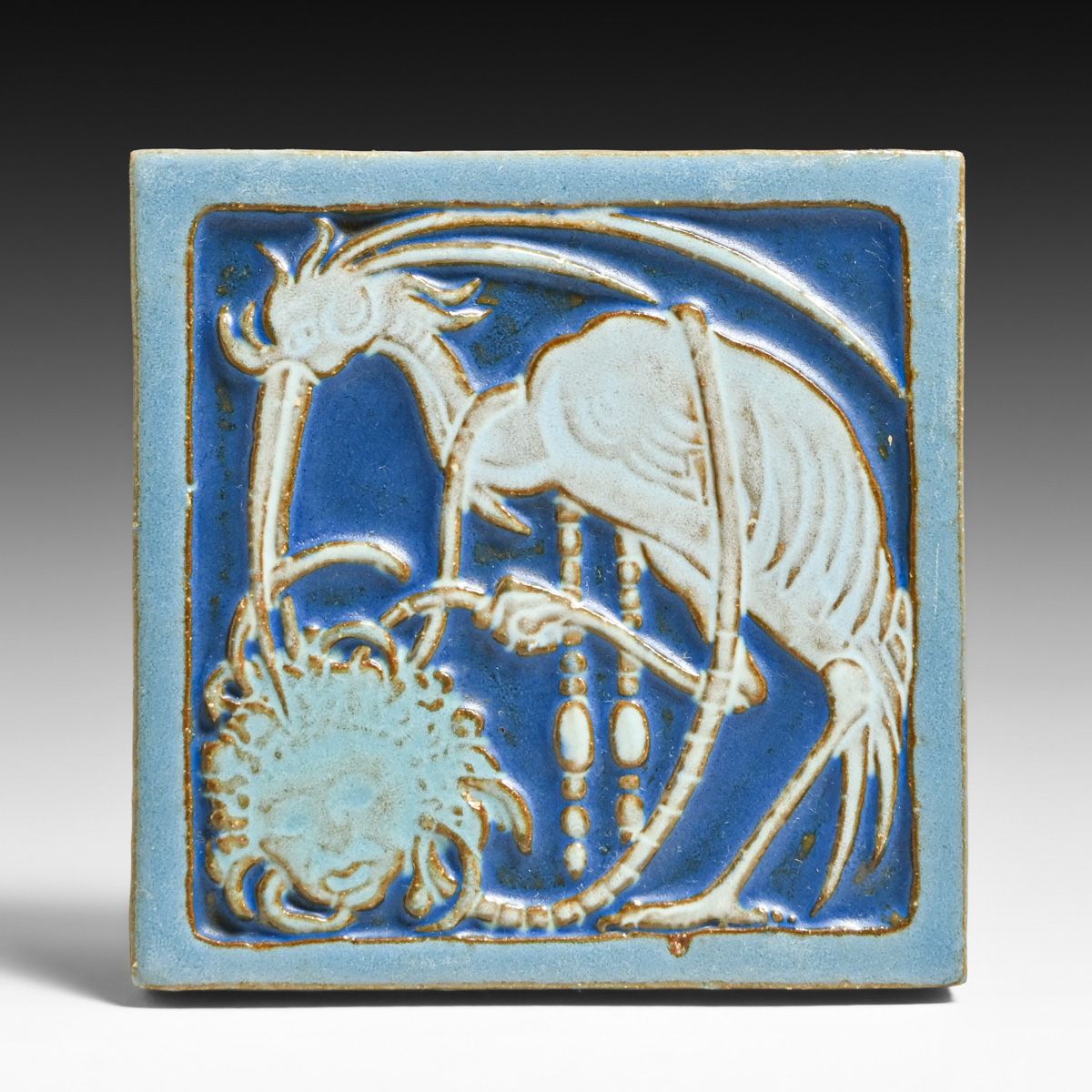 Mosaic Tile Co - Zanesville, OH "Ibis and Medusa" Tile c1920s