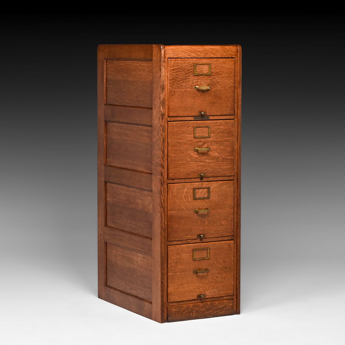 Antique Library Bureau SoleMakers Four-Drawer Oak File Cabinet c1910