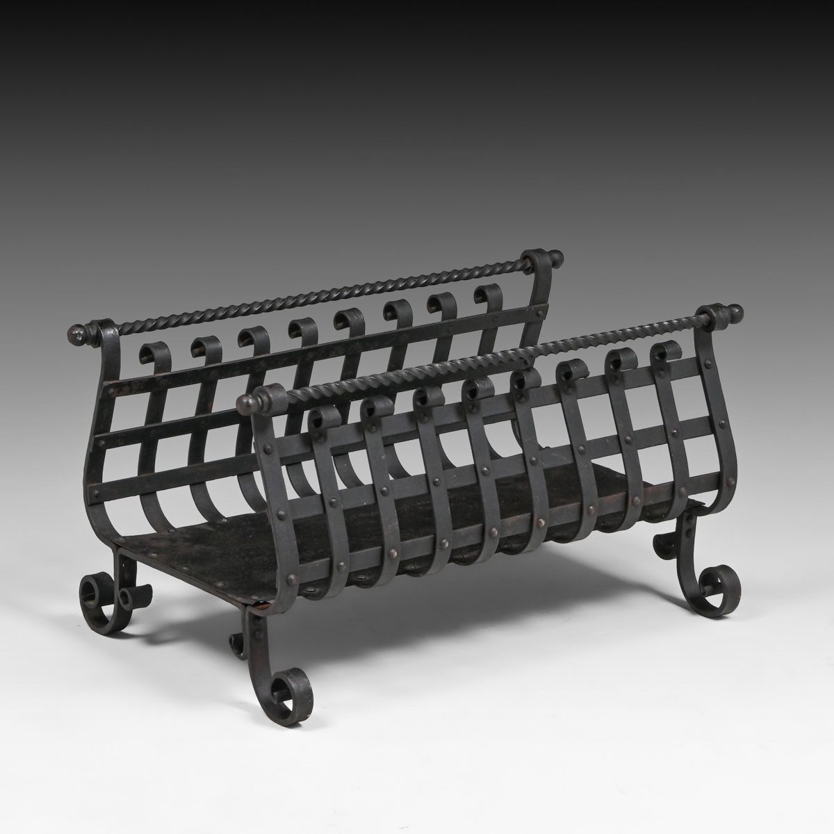 Arts & Crafts Period - Spanish Revival Hand-Forged Iron Log Holder c1920s