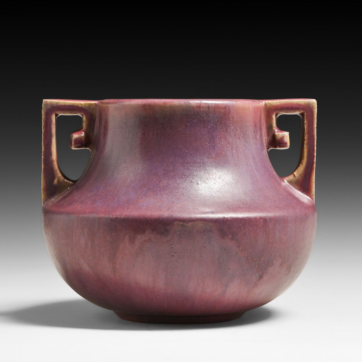 Fulper Pottery Matte Purple Two-Handled Vase c1917-1920