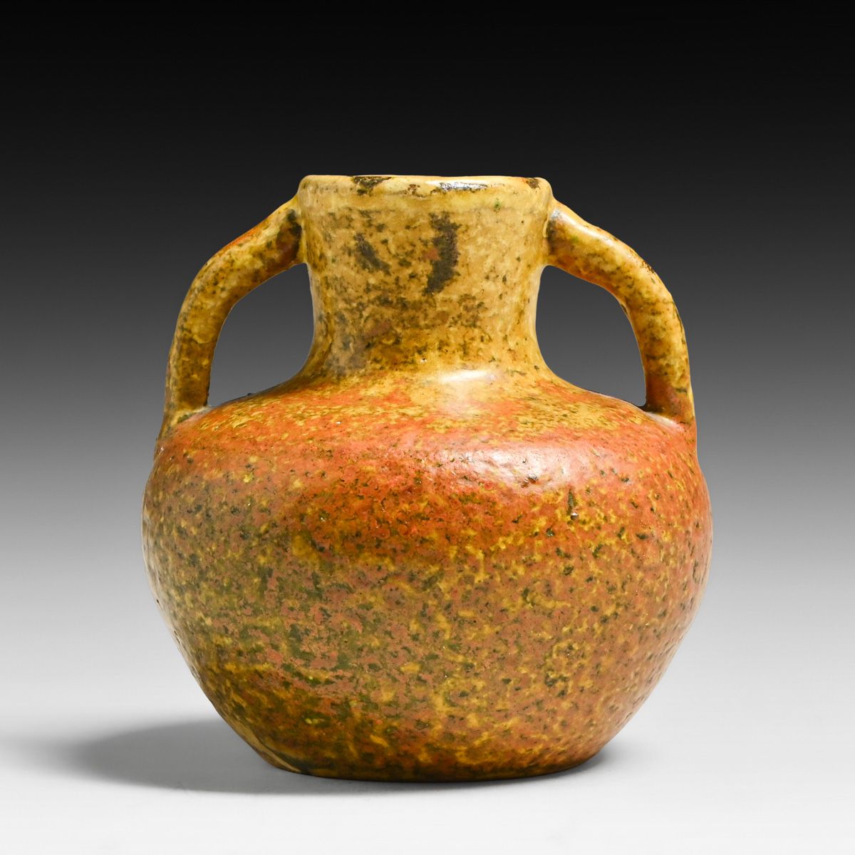Merrimack Pottery Volcanic Burnt Orange Two-Handled Vase c1905