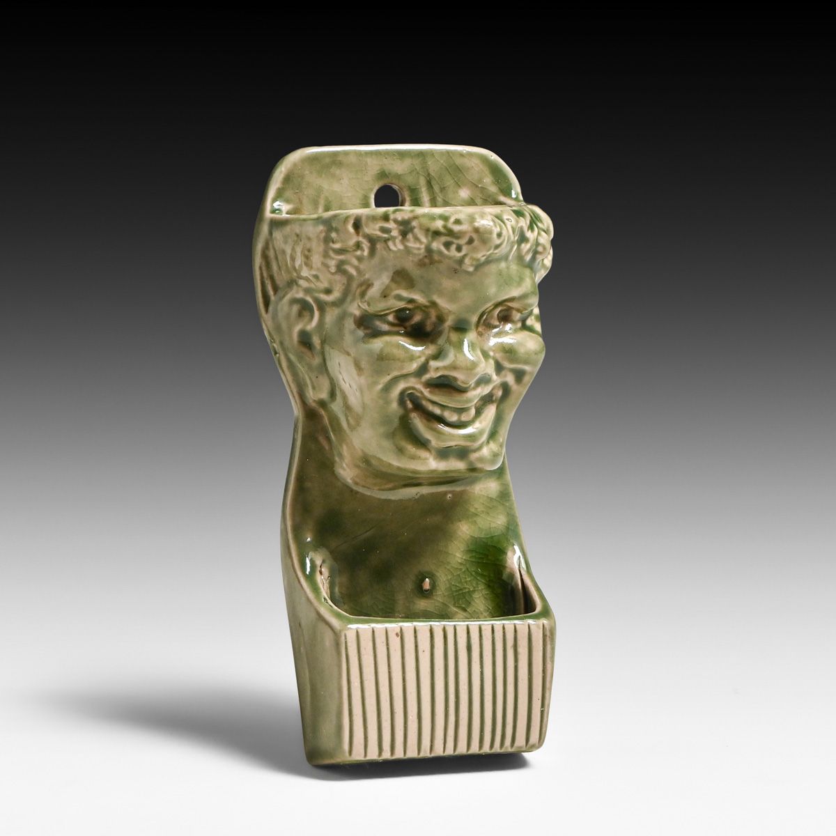 Chelsea Keramic Art Works Satyr Comedy Mask Ceramic Match Holder & Striker c1880s