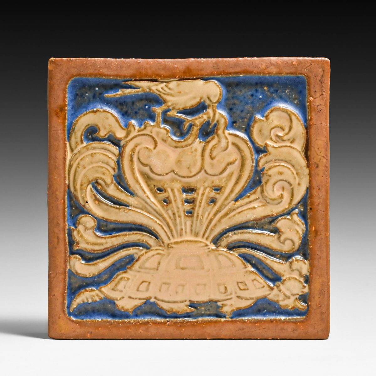 Mosaic Tile Co Bird & Fountain Motif Tile c1920s