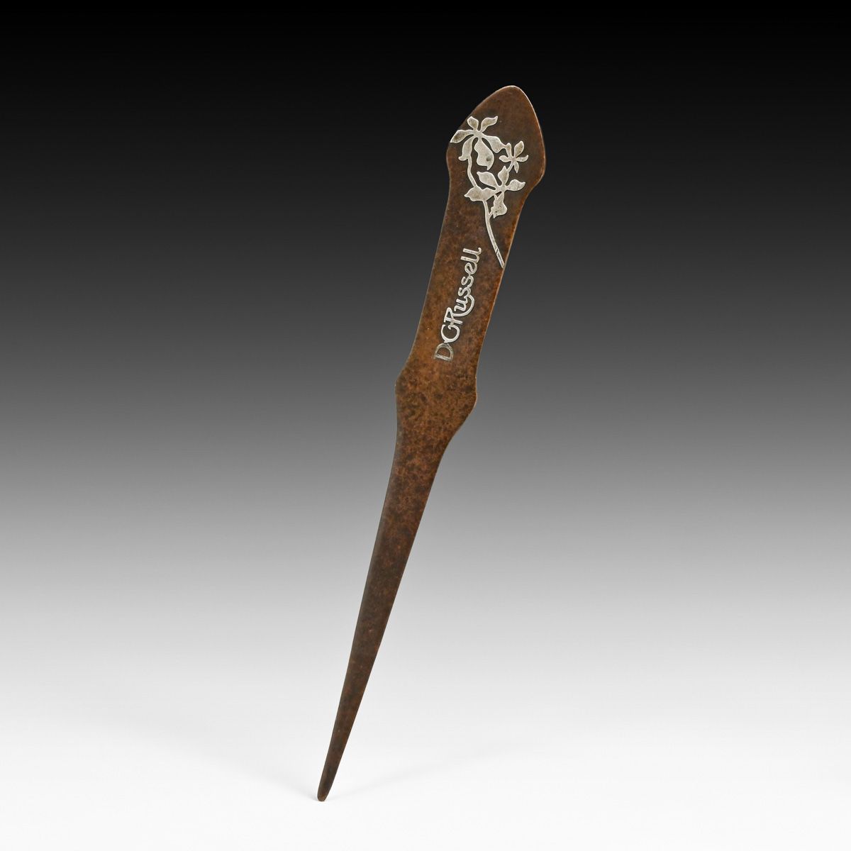 Heintz Sterling on Bronze "DG Russell" Letter Opener c1912