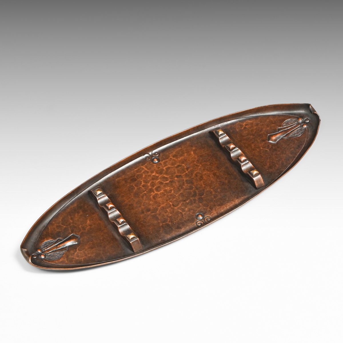 Roycroft Hammered Copper Pen Tray c1915