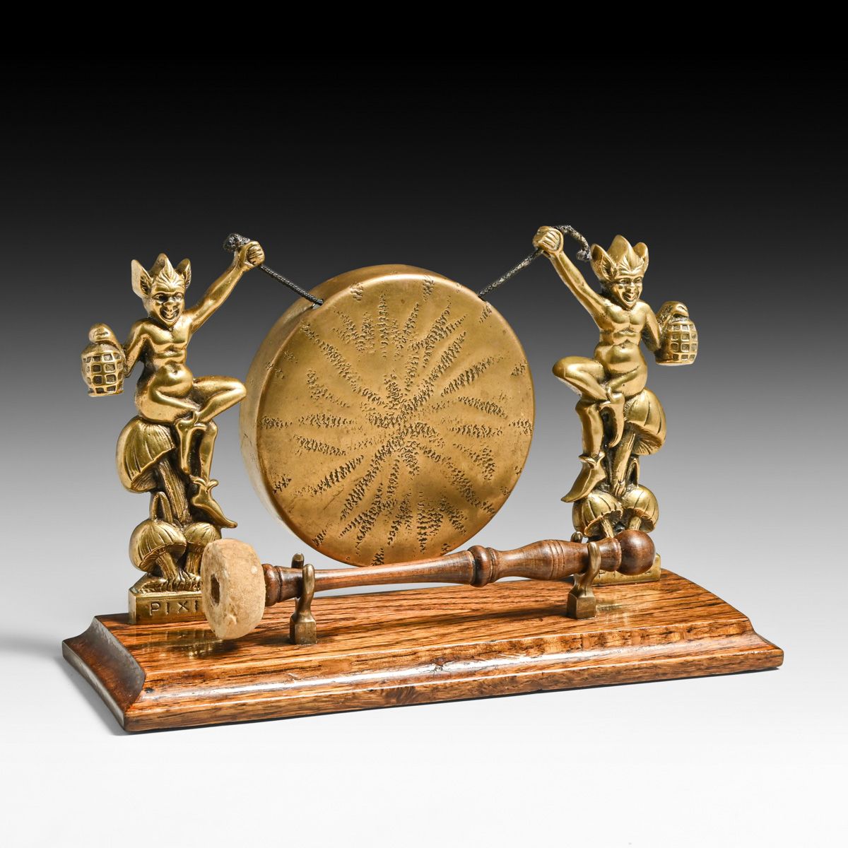 English Arts & Crafts Tabletop Dinner Gong & Striker c1900