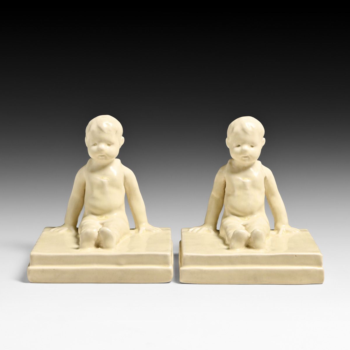 Rookwood Pottery #2447 Baby Matte White Bookends 1920