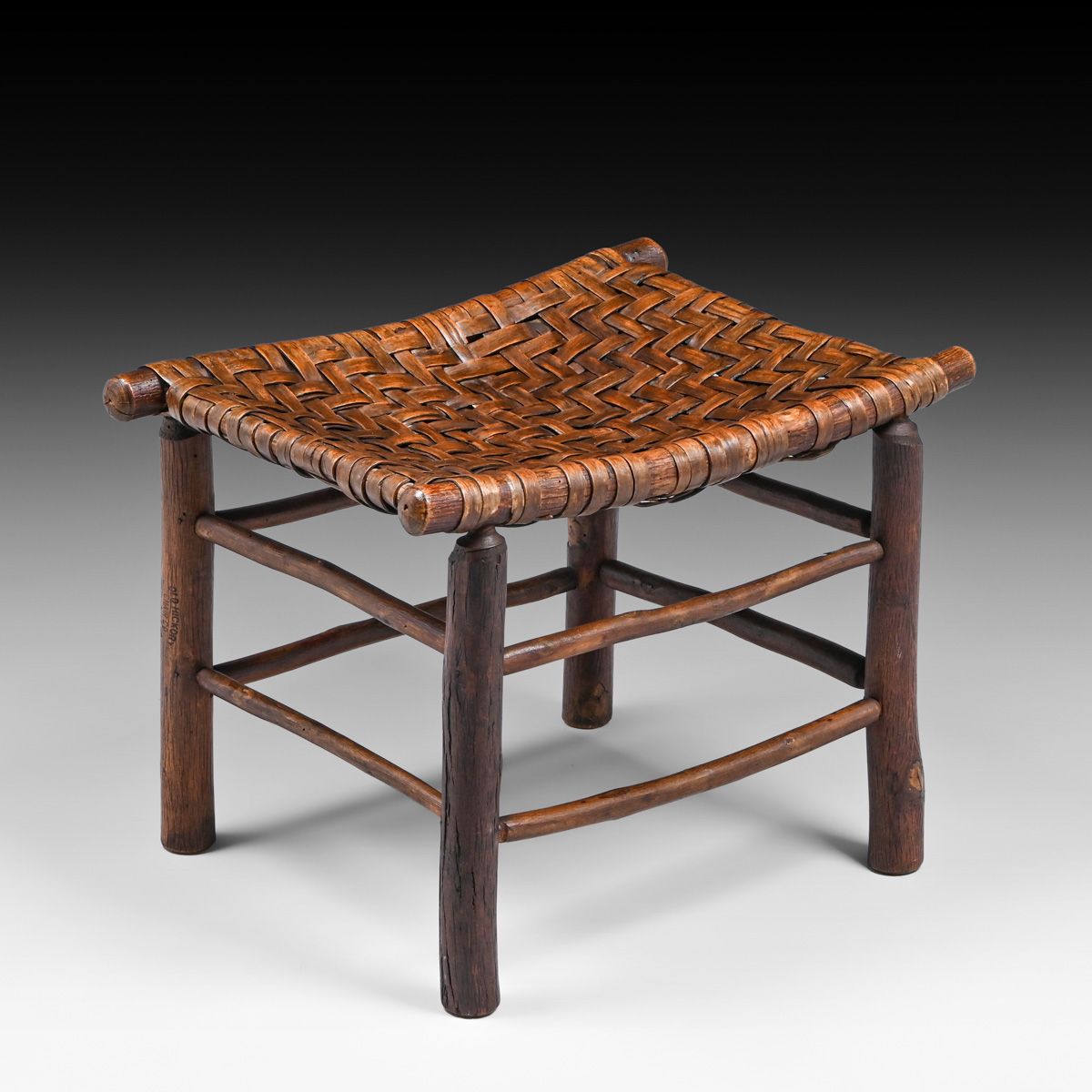 Old Hickory Chair Co - Martinsville, IN Rustic Footstool c1910