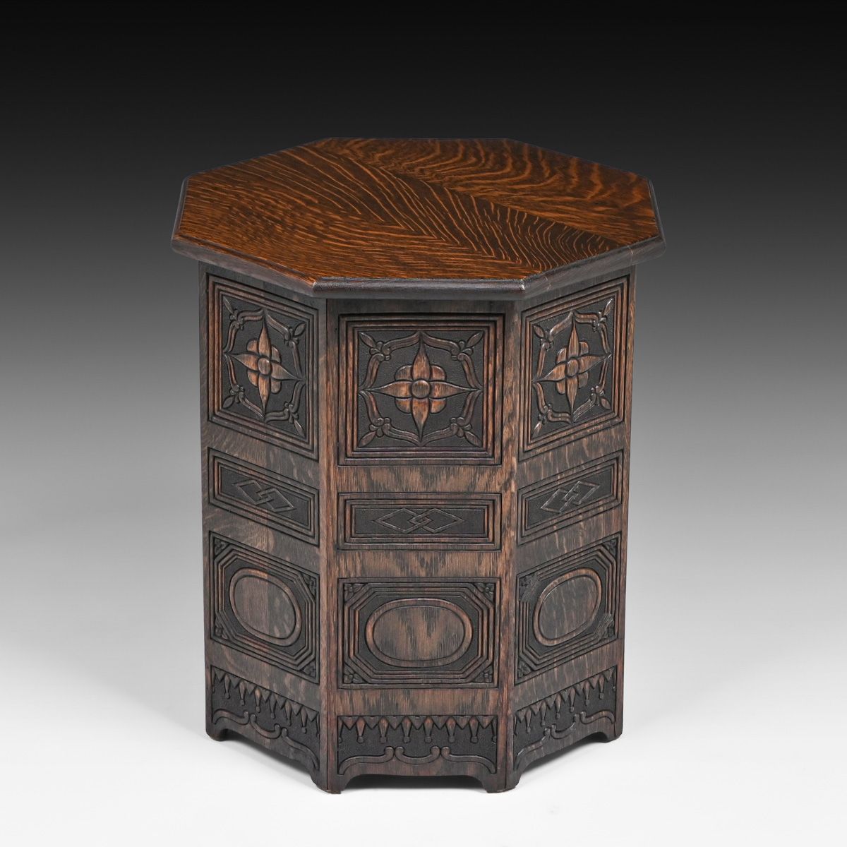 Grand Rapids Oak Hexagonal Taboret c1898