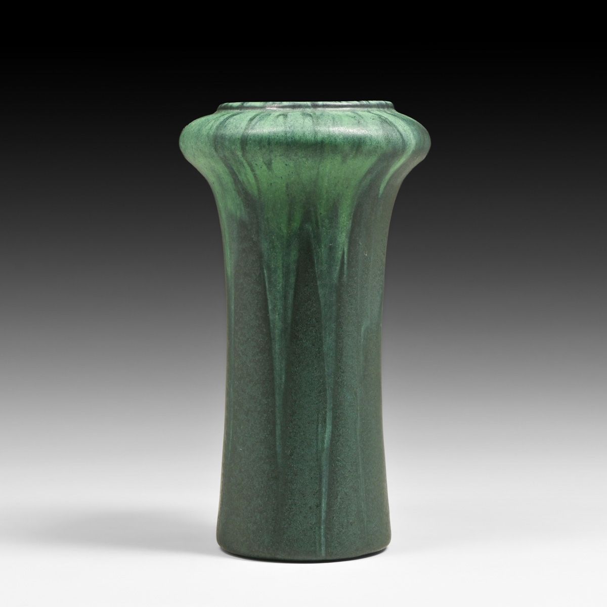 Peters & Reed Matte Green Shadow Ware Drip Vase c1920s