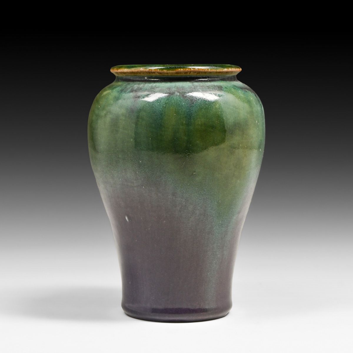Fulper Pottery Green & Purple Vase c1910s
