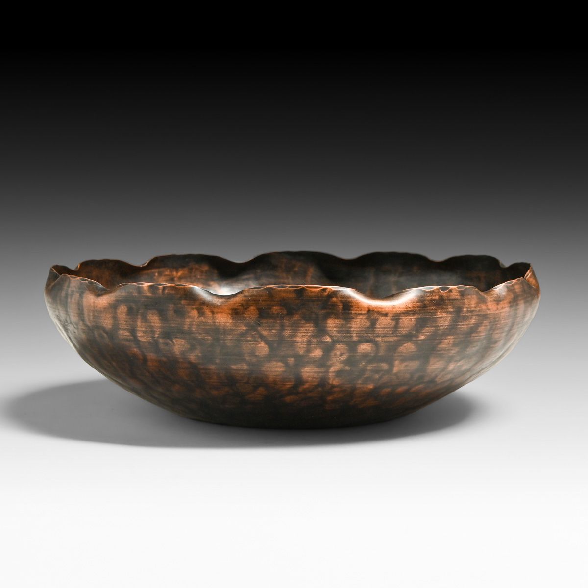 Craftsman Studios #890 Hammered Copper Fruit Bowl c1930s