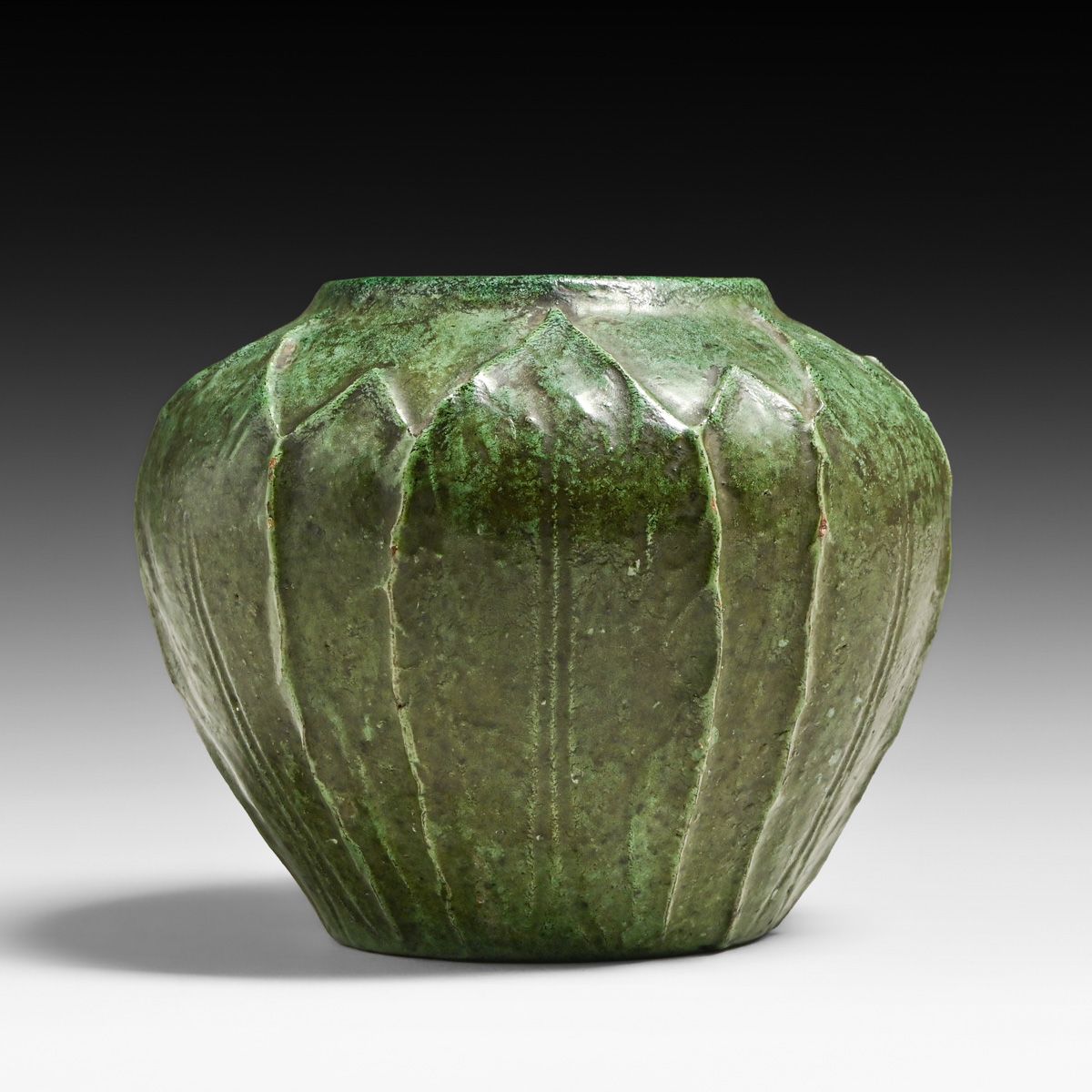 Merrimac Pottery Matte Green Leaves Vase c1905