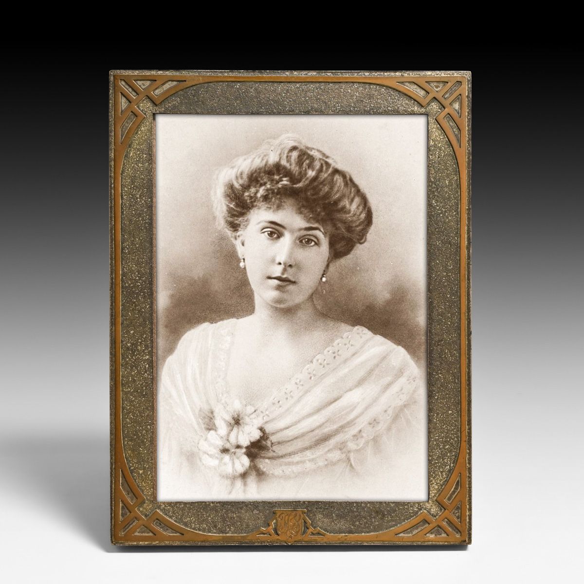 Heintz #2354 Brass on Bronze Picture Frame c1920s