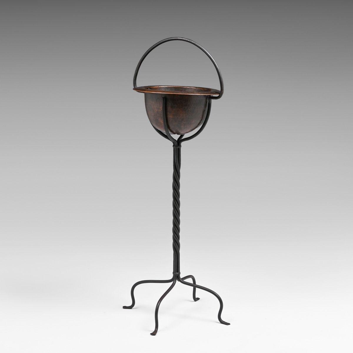Harry St John Dixon Hammered Copper & Hand-Forged Iron Plant Stand after 1925