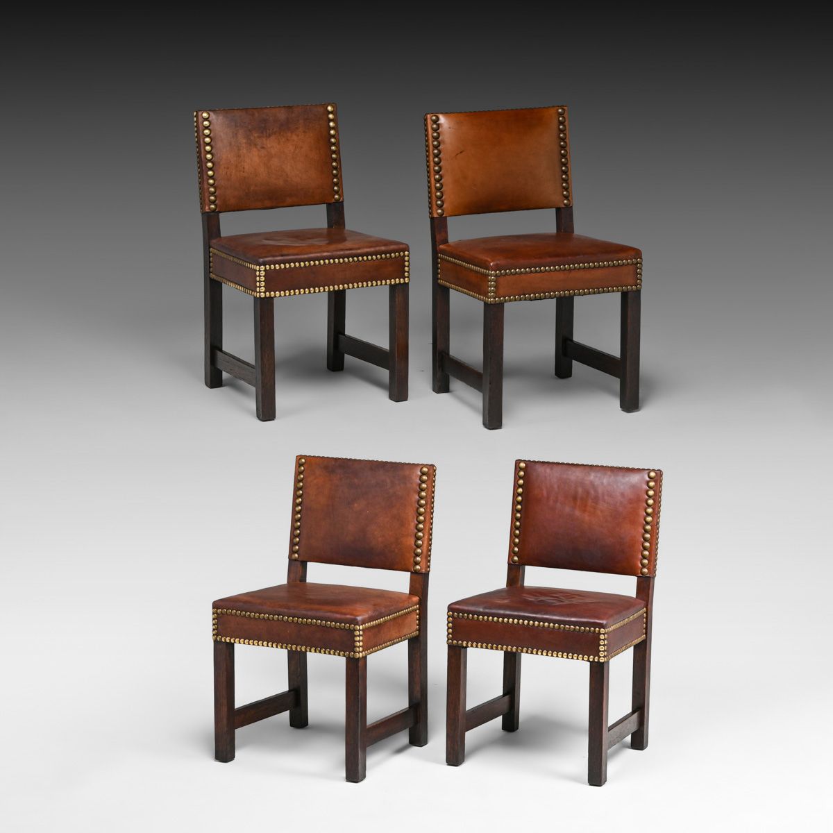 Early Gustav Stickley #1295 Leatherback Dining Chairs c1902