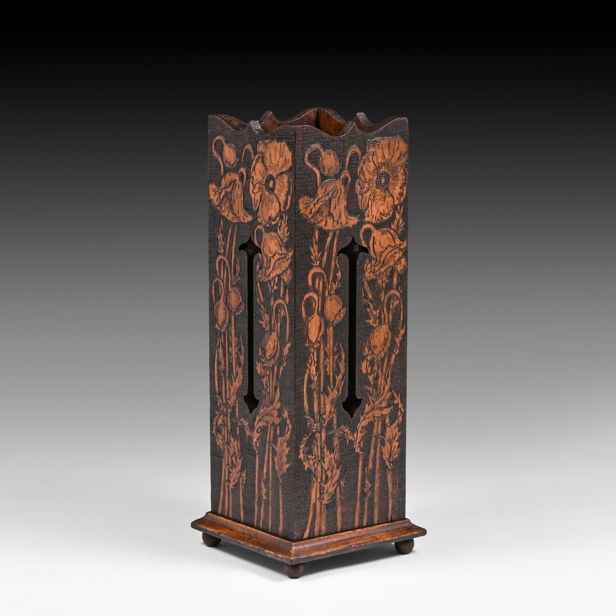 G.F. Madden Arts & Crafts Pyrography Umbrella Stand 1908