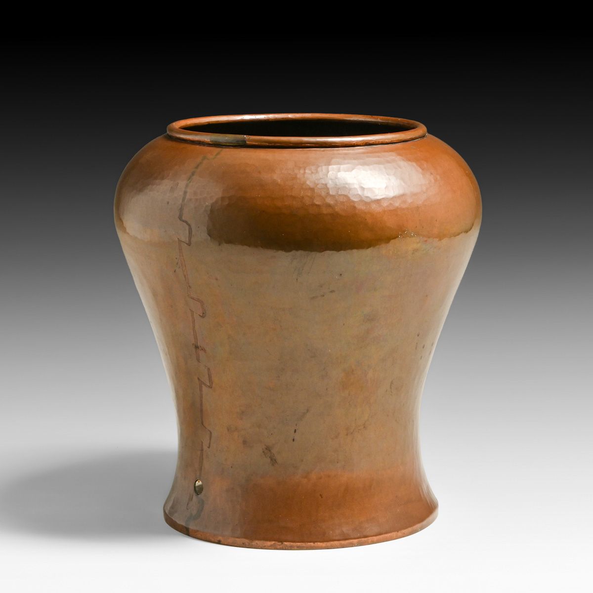Early Dirk van Erp Hammered Copper Lamp Base Vase c1909