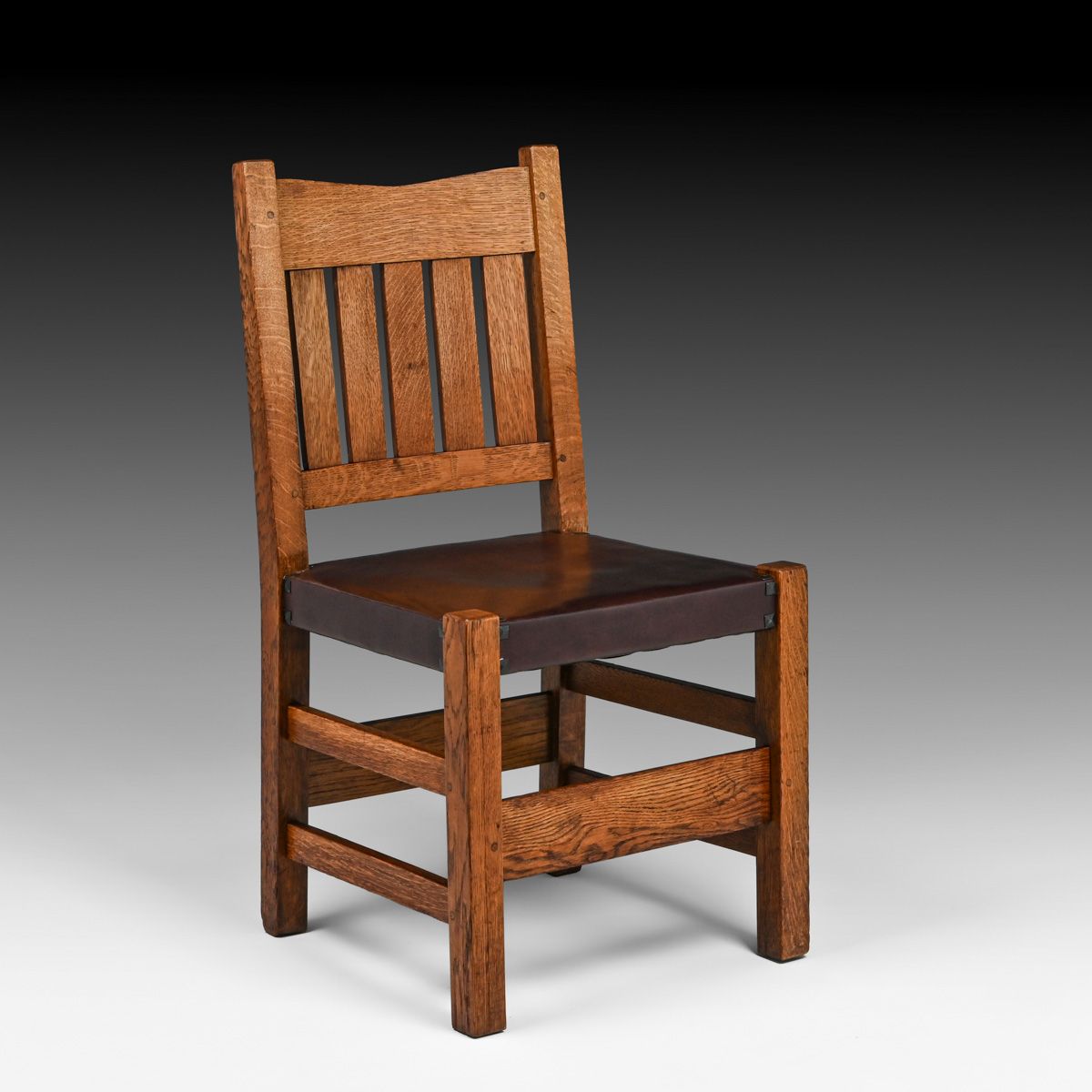 Gustav Stickley Oak V-Back Side Chair c1910