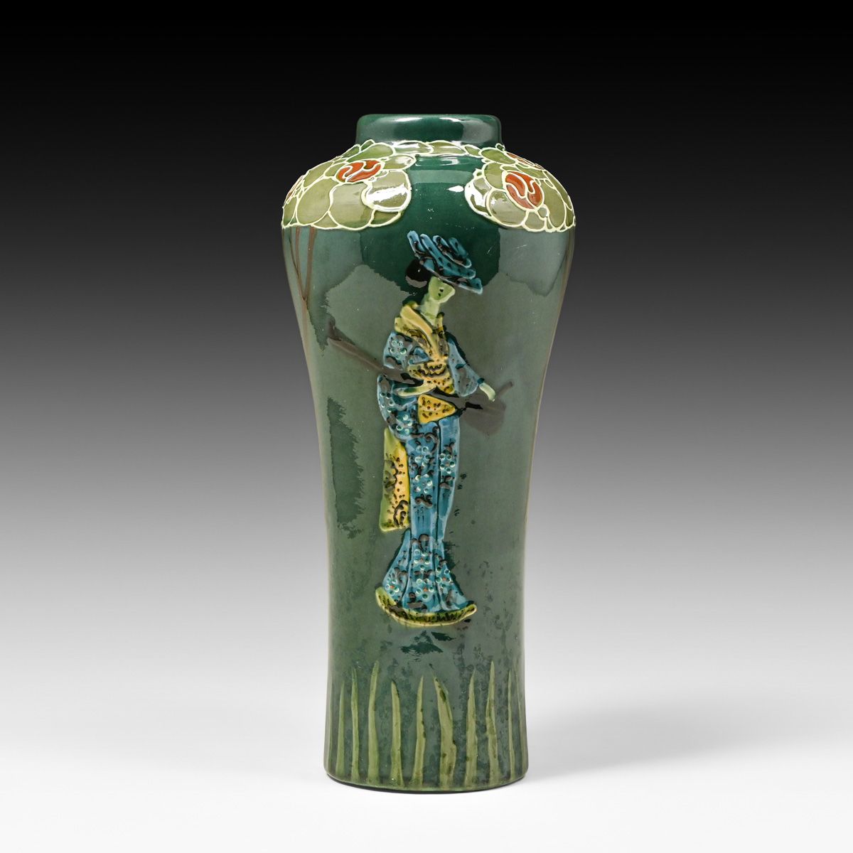 Frederick Hurten Rhead Weller Faience Japanese Birdimal Vase c1903-1904