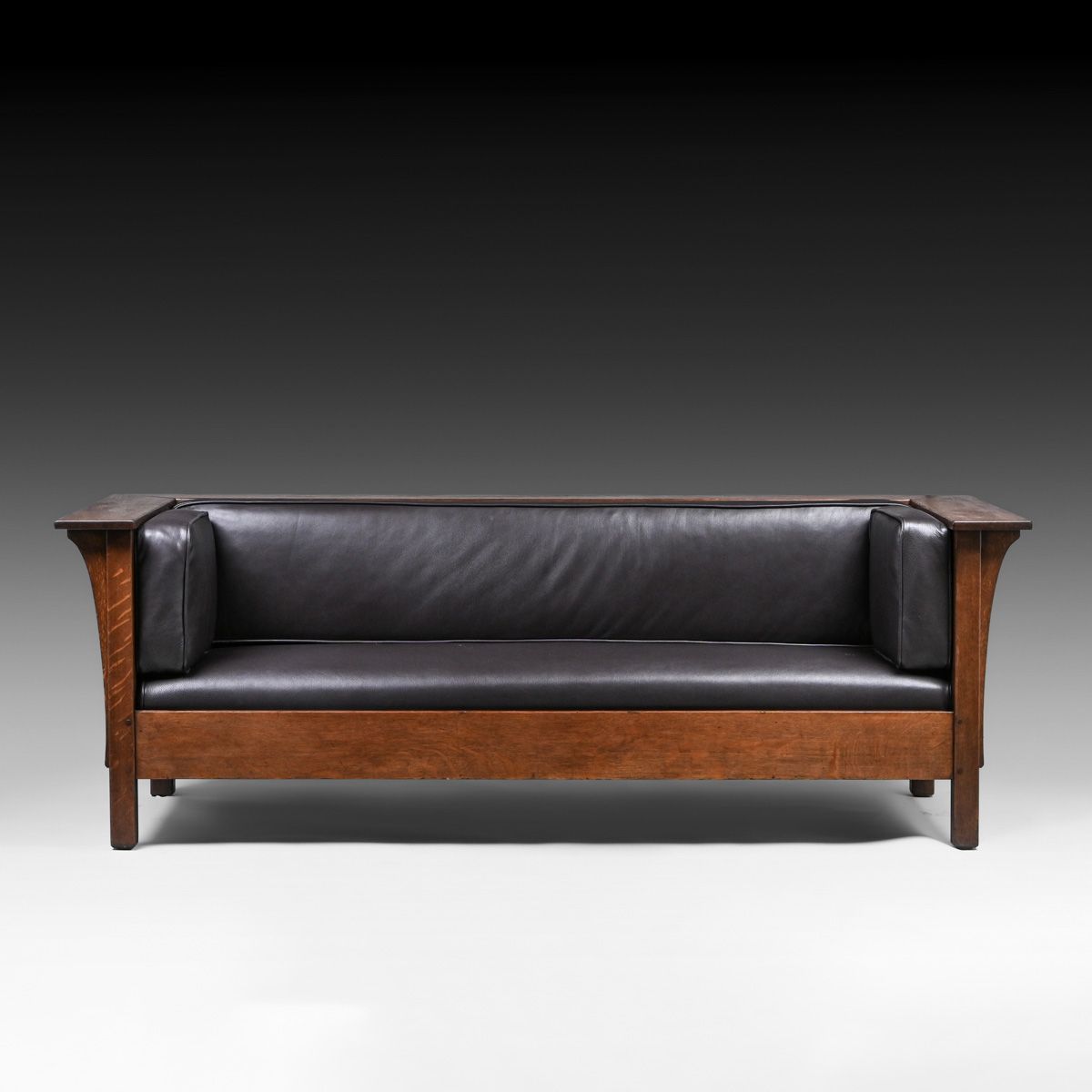 Extremely Rare L&JG Stickley #220 Prairie School Paneled Oak Settle c1908-1912