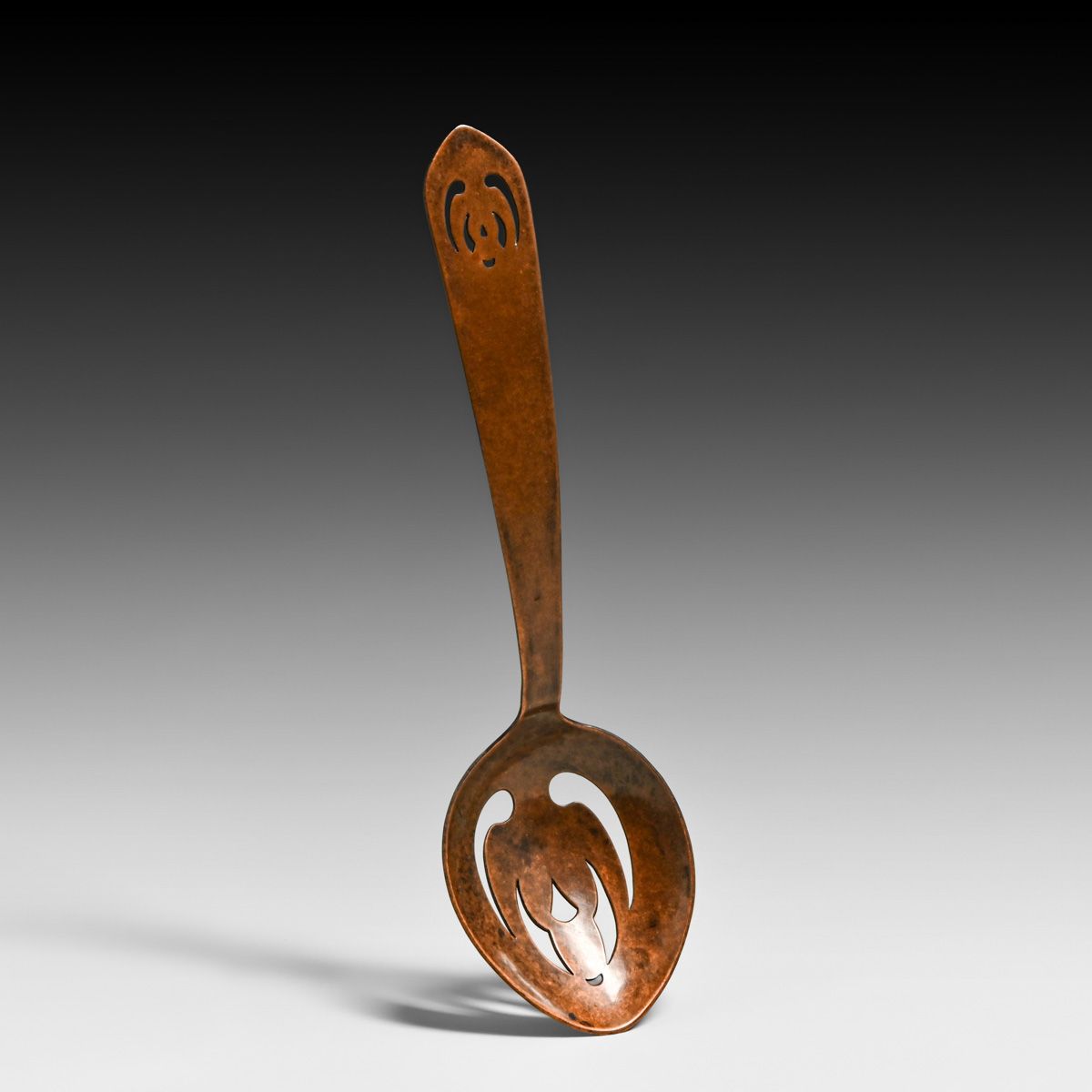 Minneapolis Handicraft Guild Hammered Copper Cutout Spoon c1910