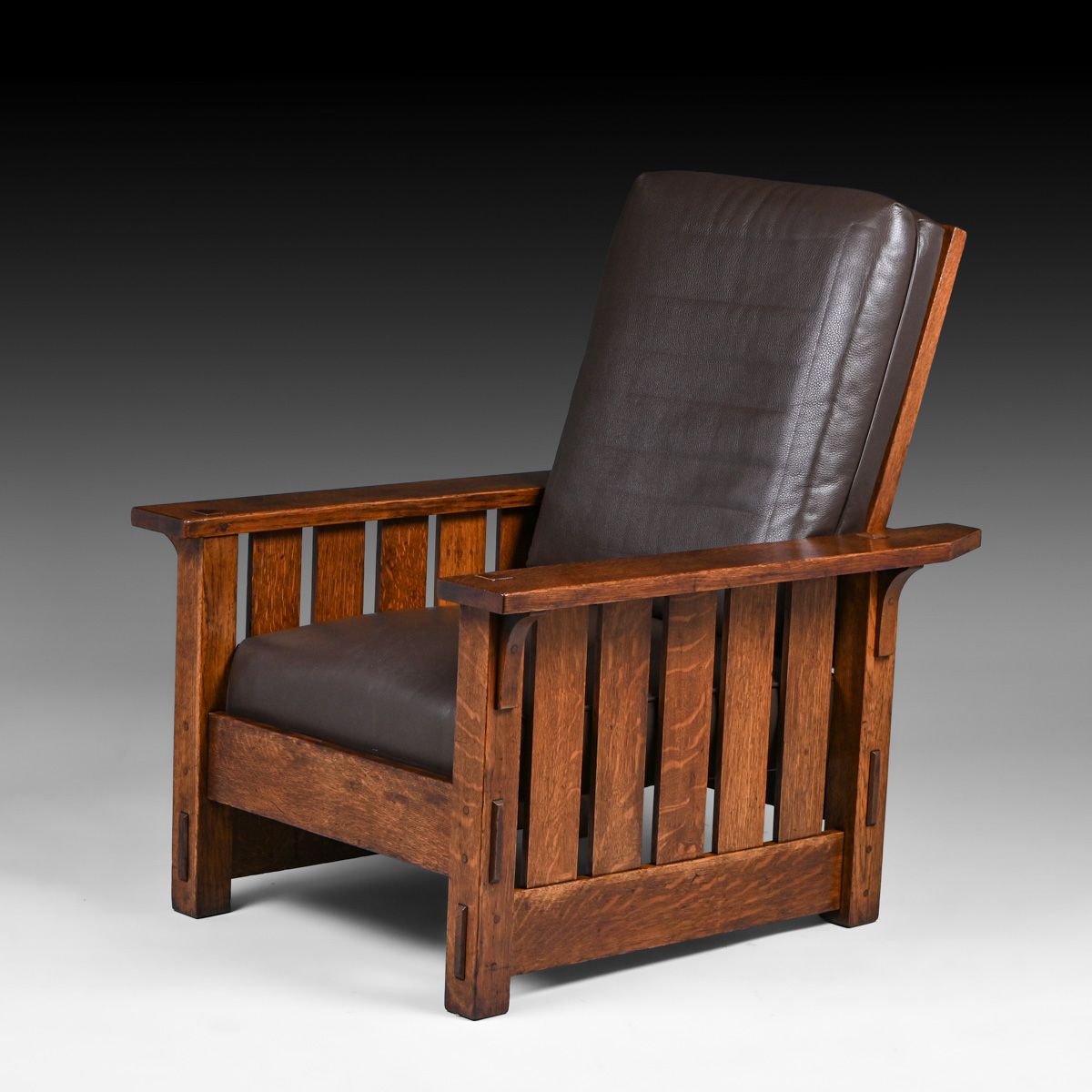 Gustav Stickley #332 Slatted Oak Morris Chair c1910