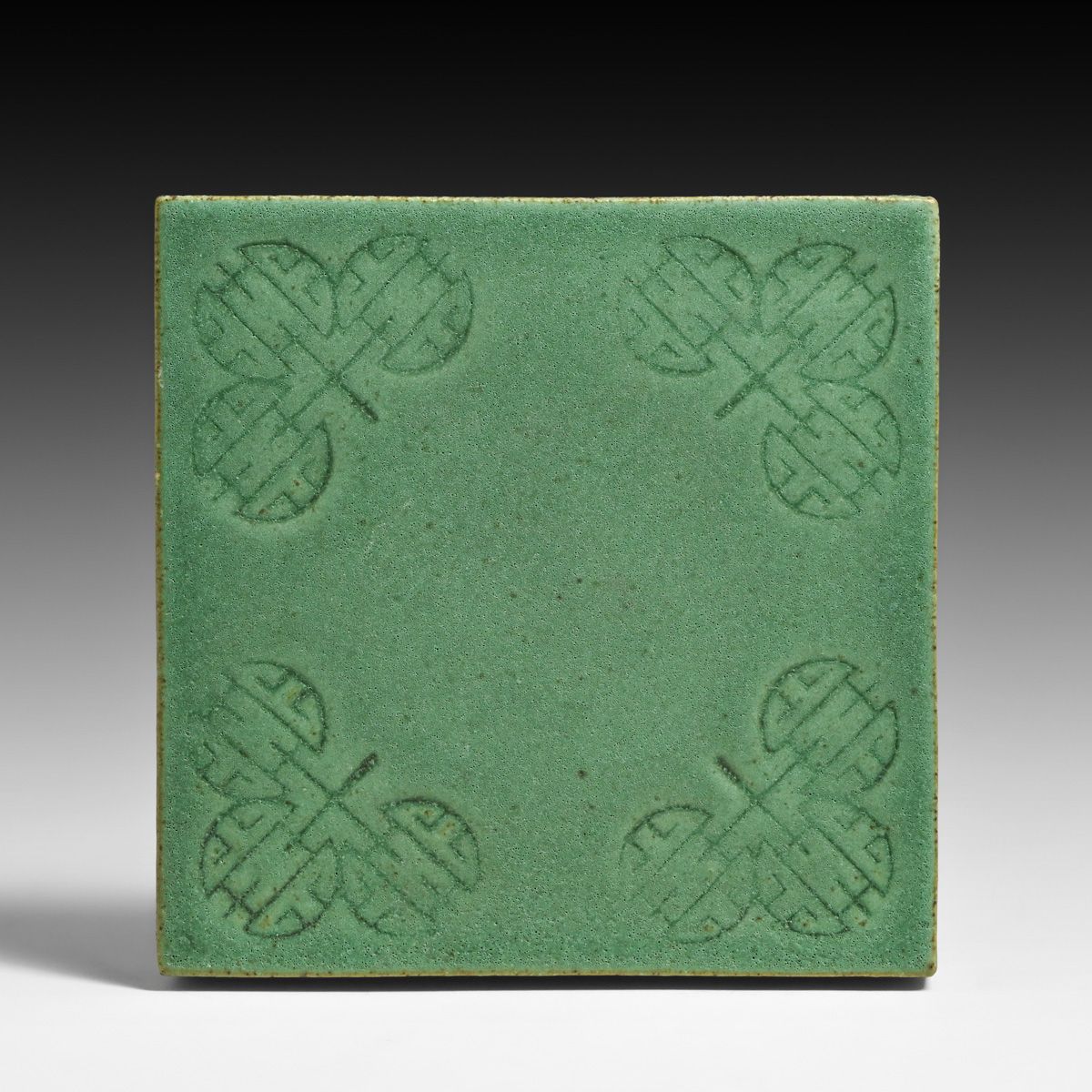 Rare Teco Pottery Prairie School Matte Green Tile c1910