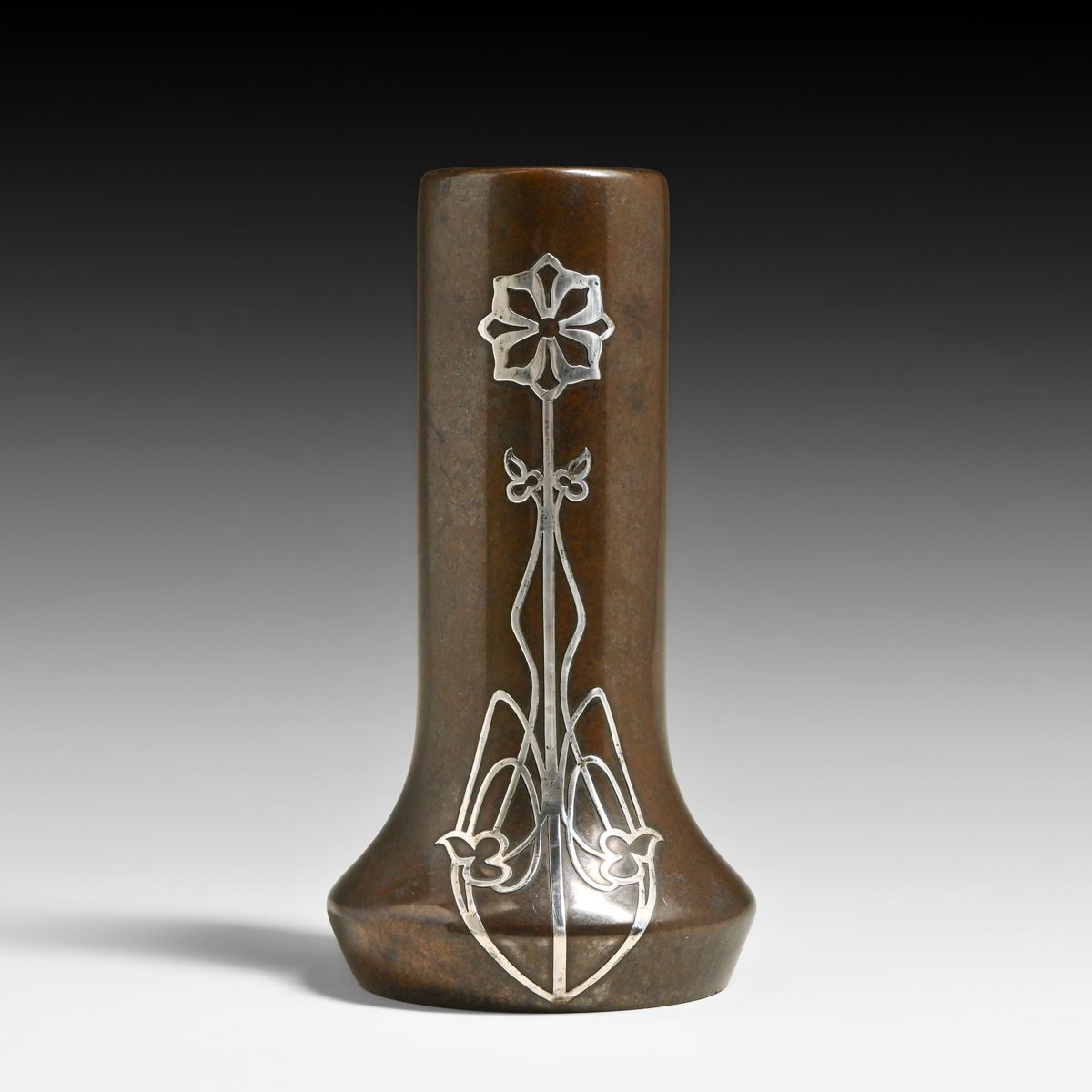 Heintz #3417 Sterling Silver on Bronze Overlay Vase c1915