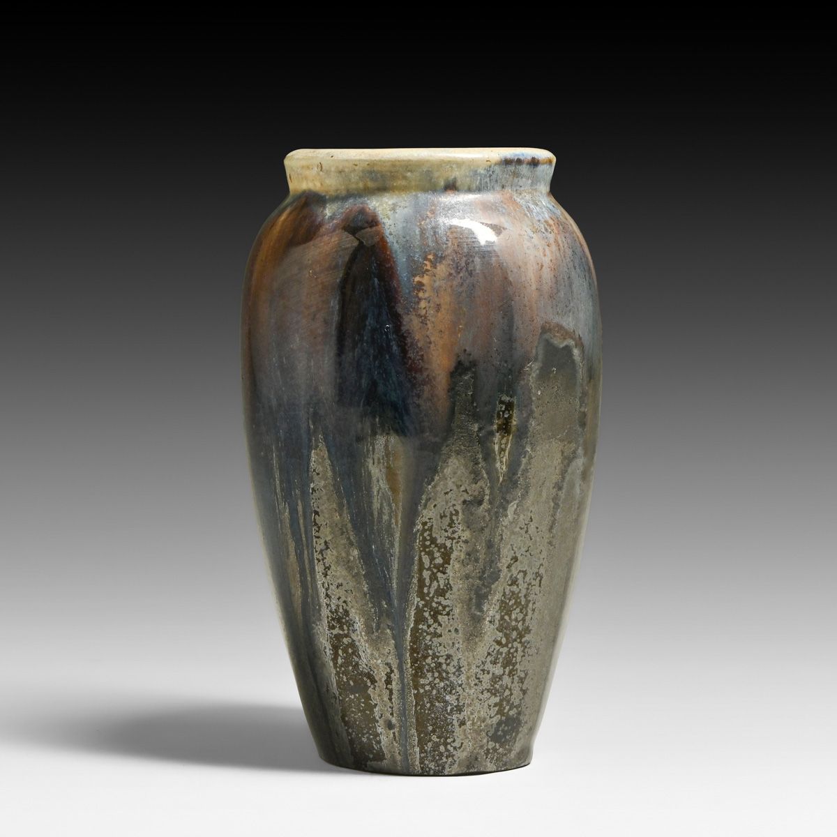 Fulper Pottery Tiger's Eye Drip & Mirror Black Flambe Vase c1917-1920