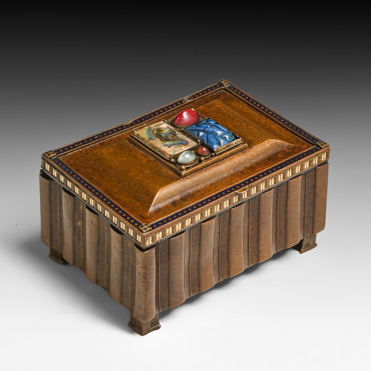 Dagobert Peche (Austrian, 1887–1923) Wiener Werkstätte Vienna Secession Gilt Bronze & Jeweled Box c1900s