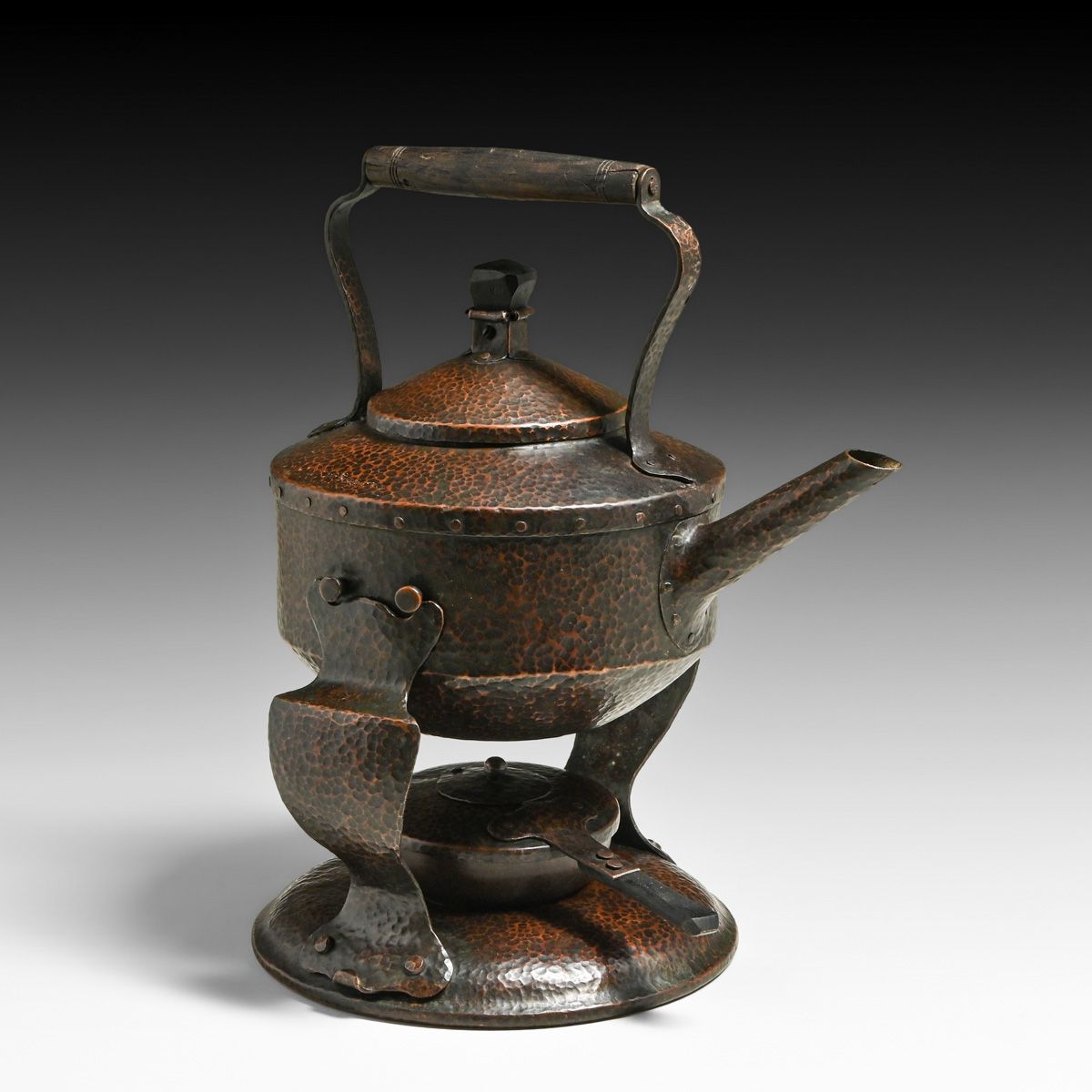Rare Benedict Studios Hammered Copper Spirit Kettle c1905
