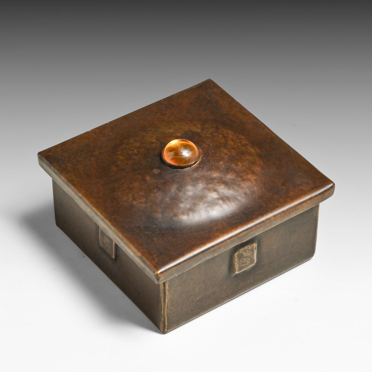 Forest Crafts Guild - Grand Rapids Copper & Glass Cabochon Box c1910