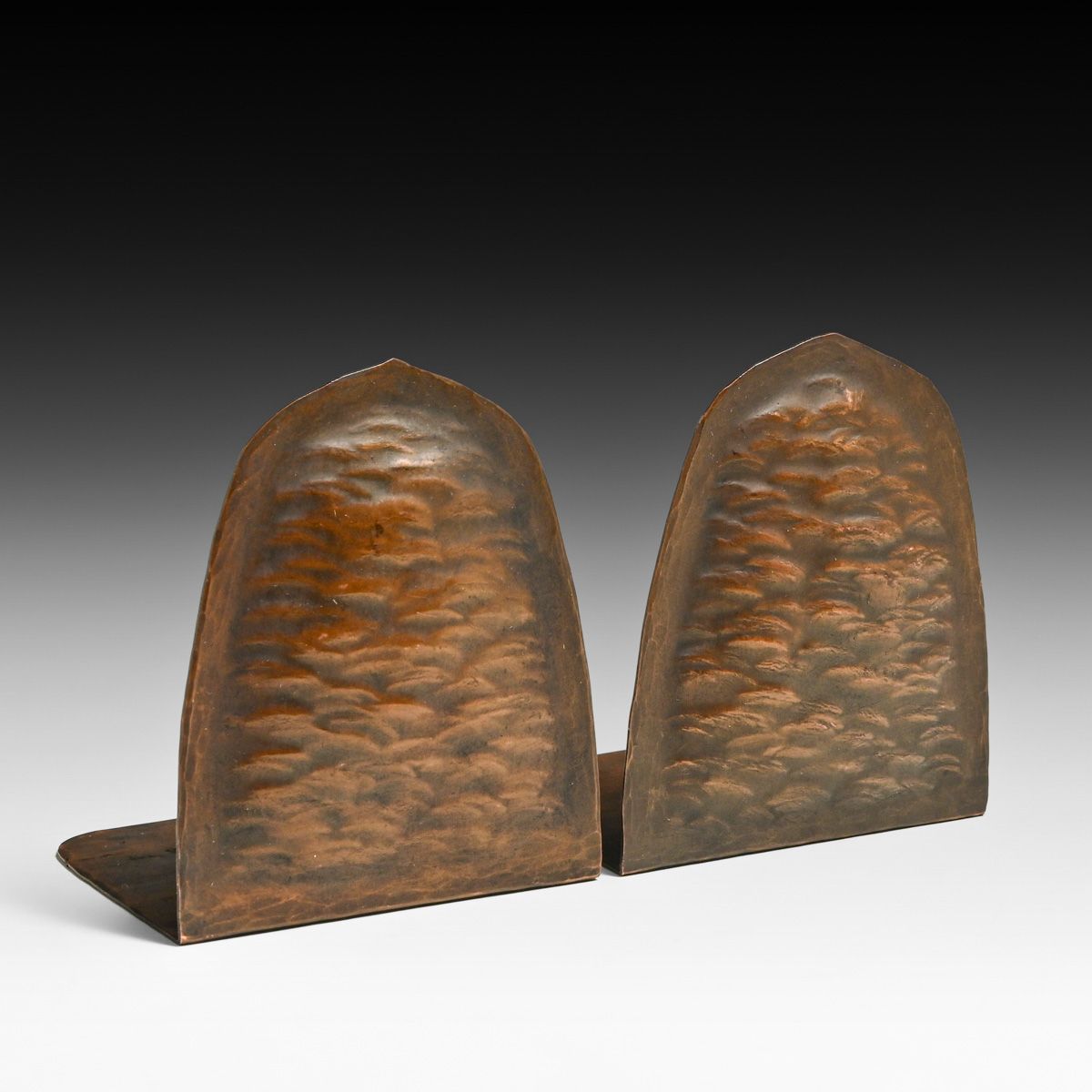 Harry St John Dixon Hammered Copper Warty Bookends after 1925