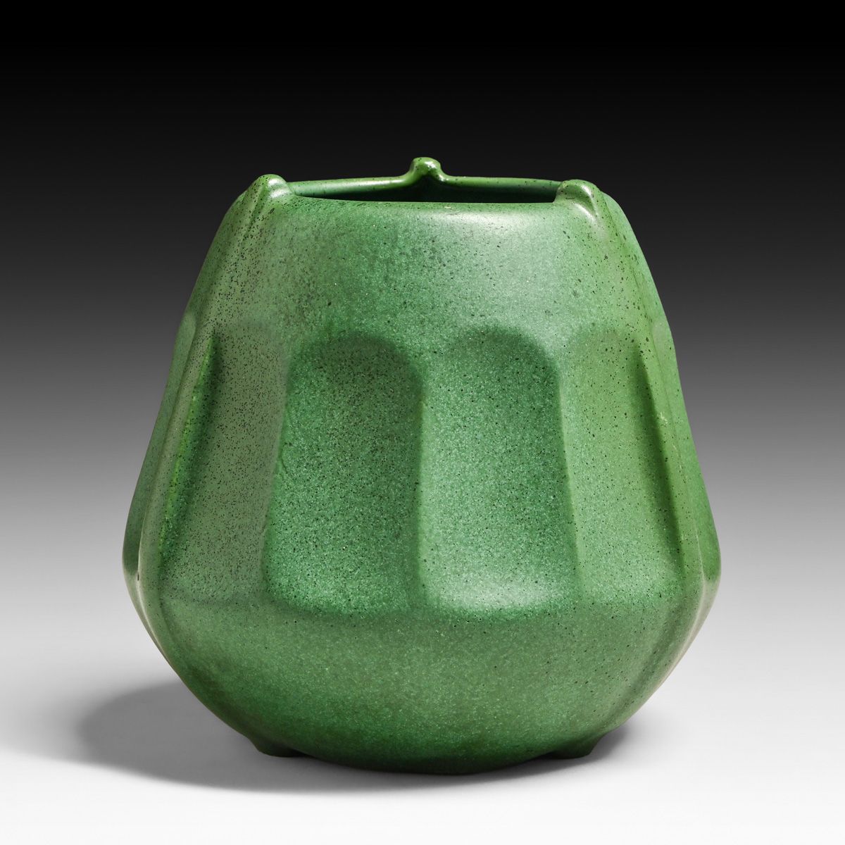 Weller Bedford Matte Green Buttress Ribbed Vase c1910s