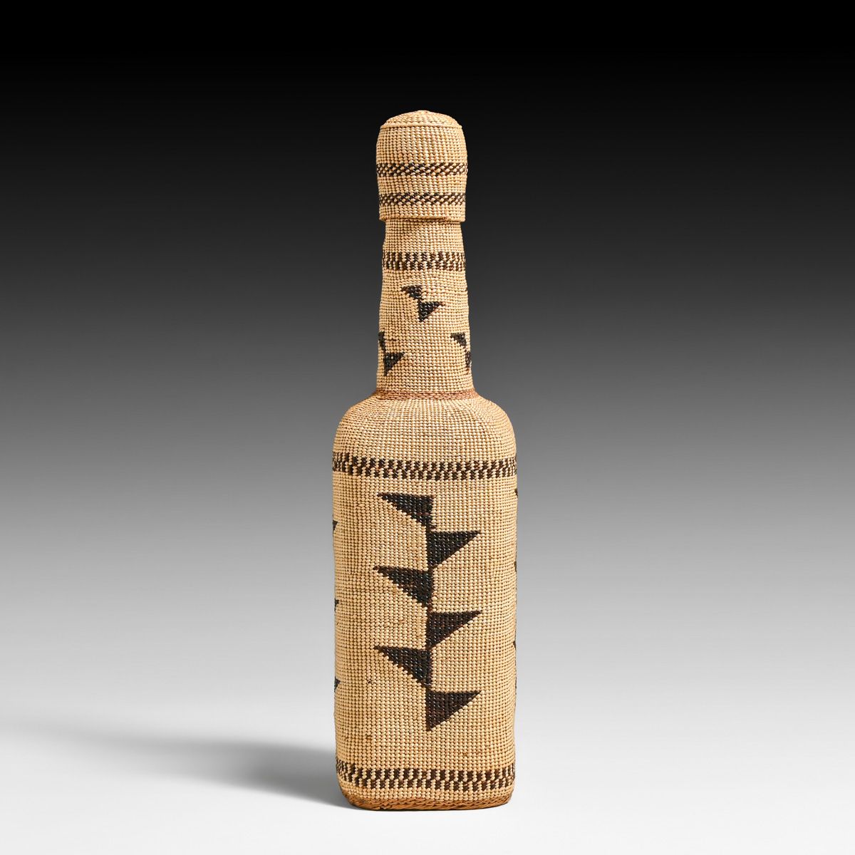 Native American - Northern California Karuk Basket-Covered Bottle & Lid c1910