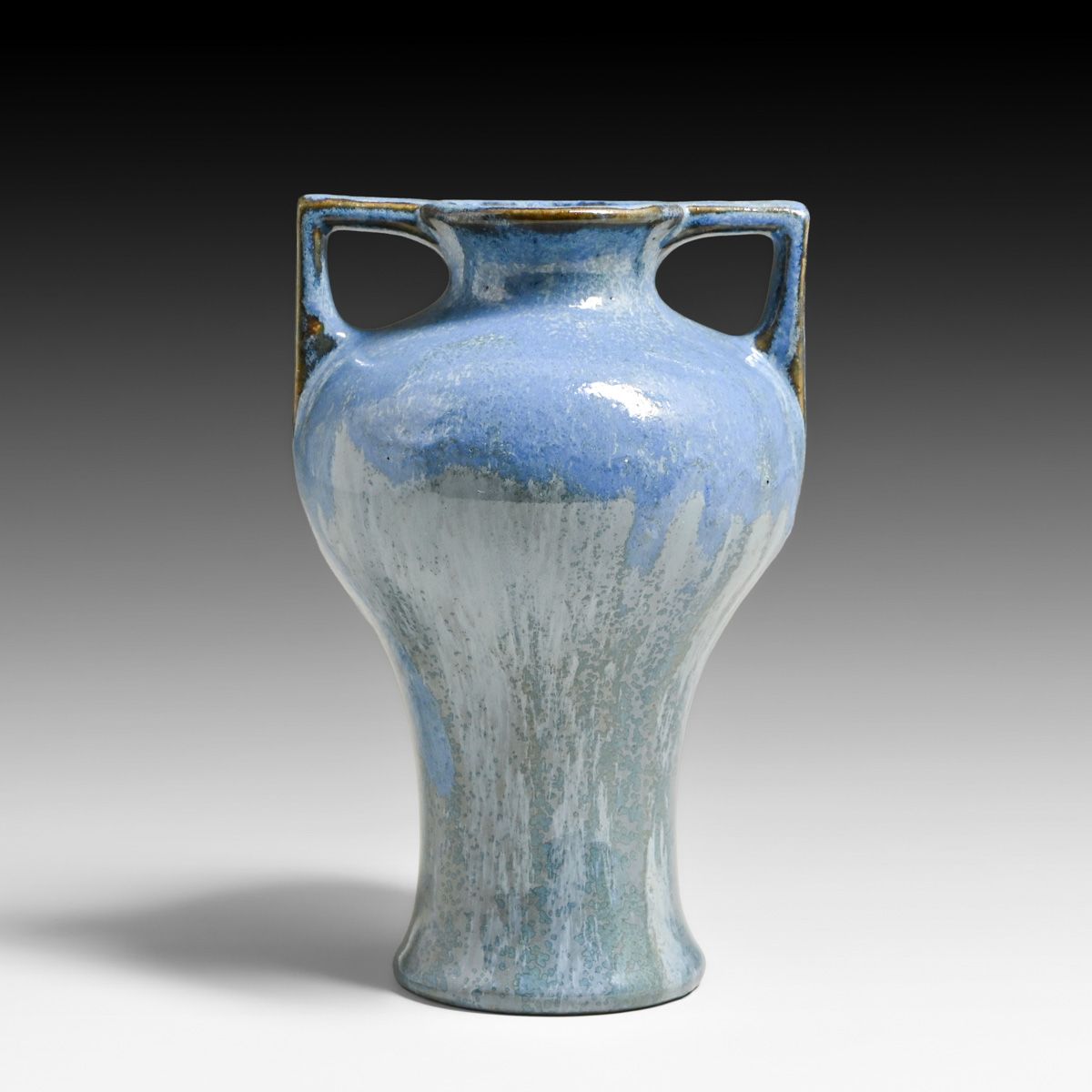 Fulper Pottery Blue Crystalline two-Handled Vase c1910s