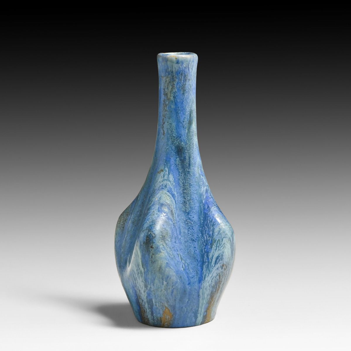Pierrefonds - French Blue Crystalline Flambe Vase c1910