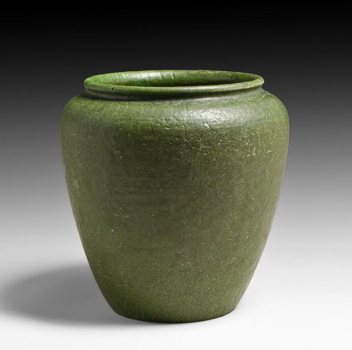Grueby Pottery Matte Green Bulbous Vase c1910