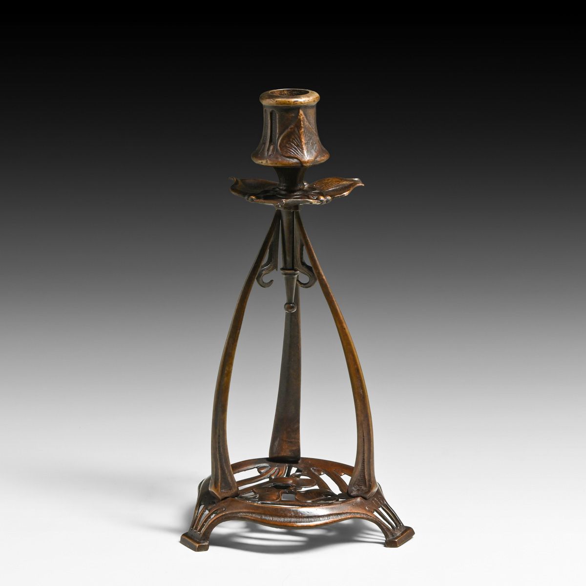 Hugo Leven - German Art Nouveau Bronze Candlestick c1902