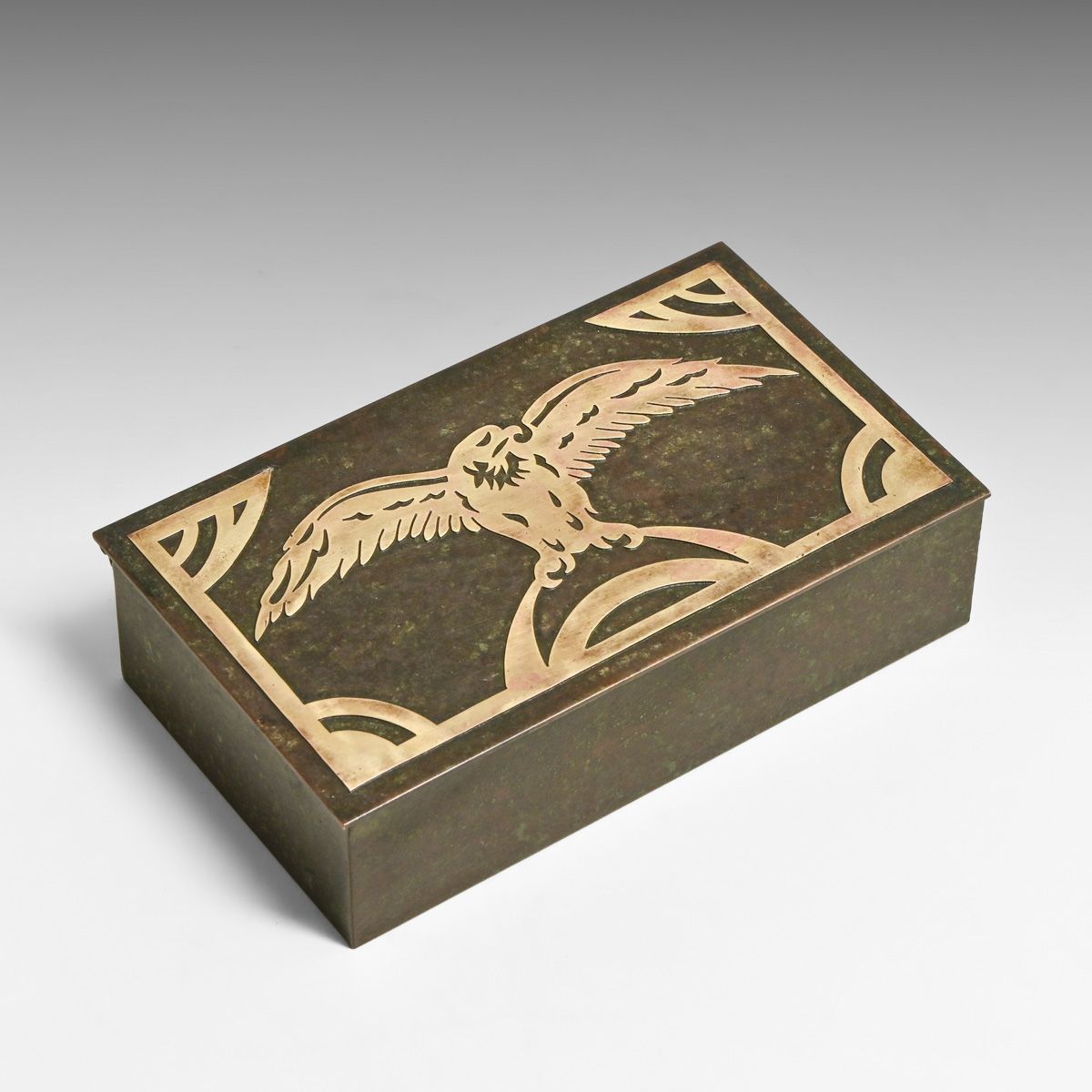 Silvercrest Sterling Silver on Bronze Eagle Box c1920s